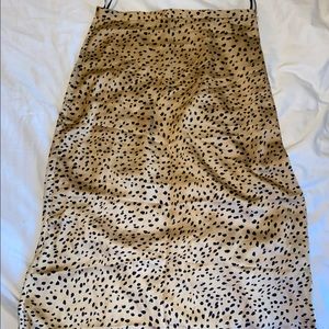 Cheetah print satin slip skirt